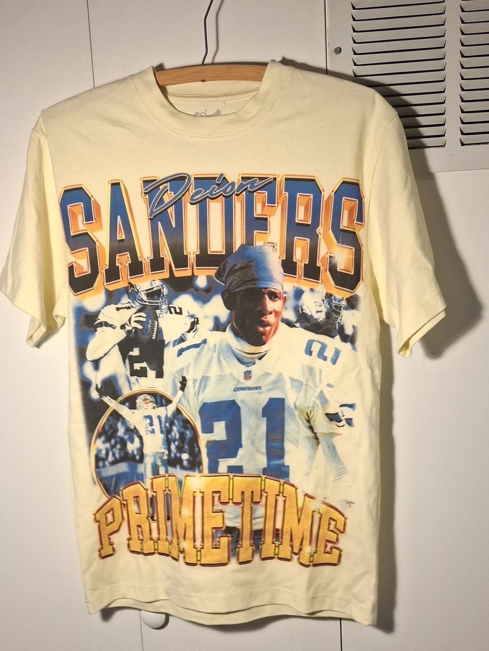 Cream Short-Sleeve Graphic Football Tee - Sanders Primetime